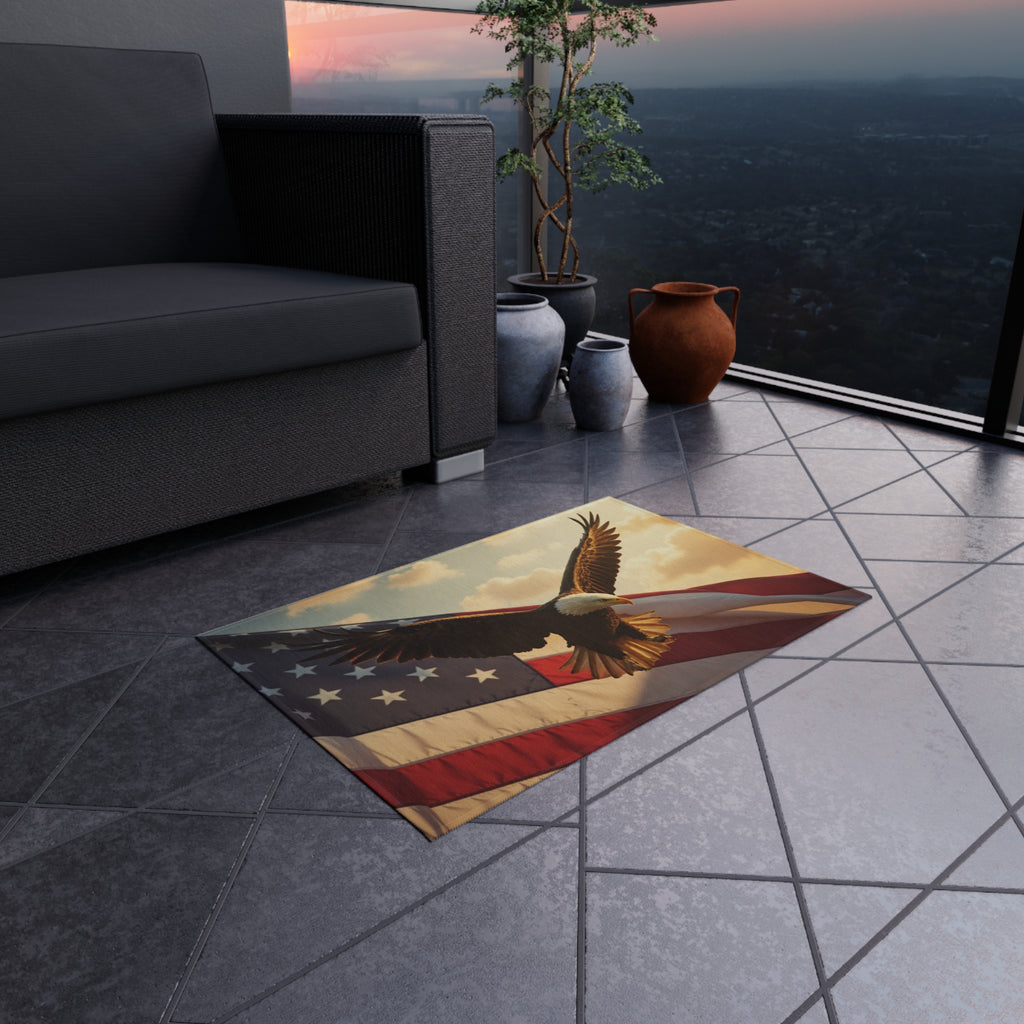 Patriotic Bald Eagle Outdoor Rug